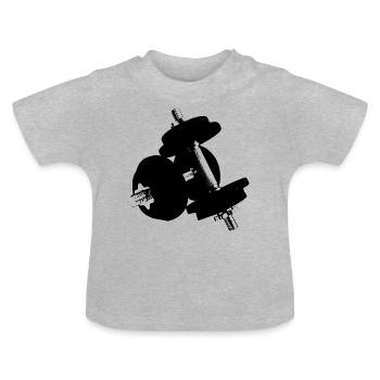 Haltères - T-shirt bio col rond Bébé - gris chiné - Devant