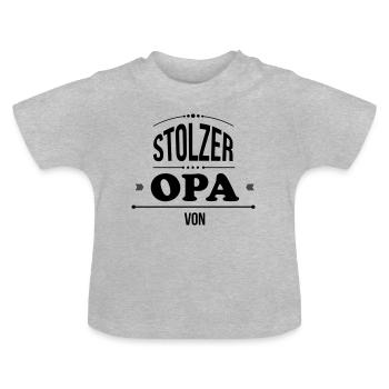 stolzer opa blanco - Baby Bio-T-Shirt mit Rundhals - Grau meliert - Vorne