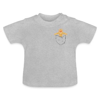 Lebkuchenmann - Baby Bio-T-Shirt mit Rundhals - Grau meliert - Vorne