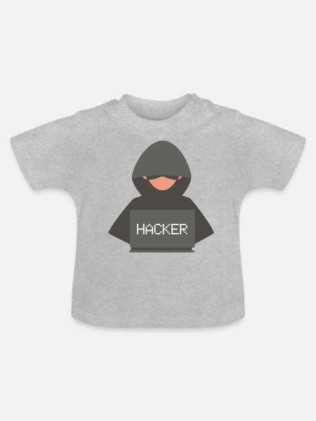 Développeur Hacker Coder Black Hat - T-shirt bio col rond Bébé - gris chiné
