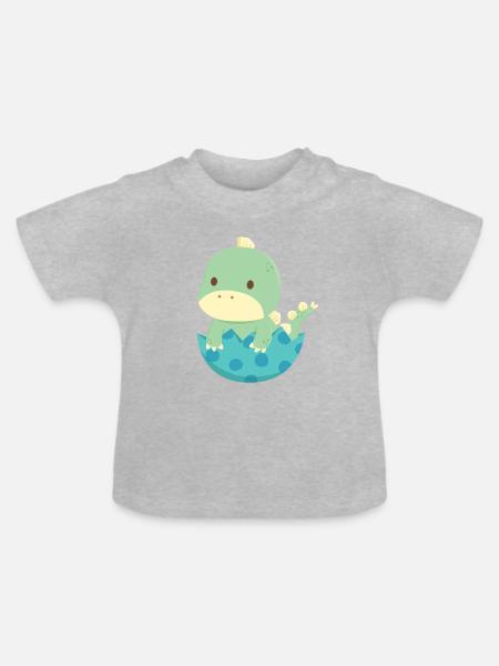 Bébé Dino trappe de l'oeuf - T-shirt bio col rond Bébé - gris chiné