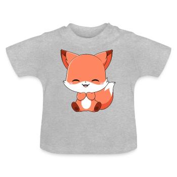 Super mignon Fox préféré - T-shirt bio col rond Bébé - gris chiné - Devant