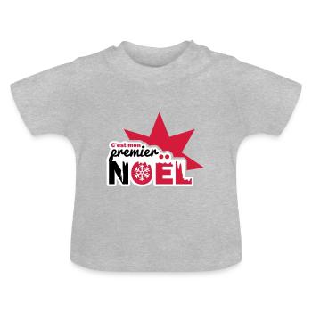 C'est mon premier Noël - T-shirt bio col rond Bébé - gris chiné - Devant