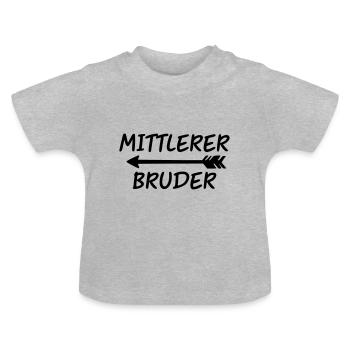 Mittlerer Bruder - Baby Bio-T-Shirt mit Rundhals - Grau meliert - Vorne