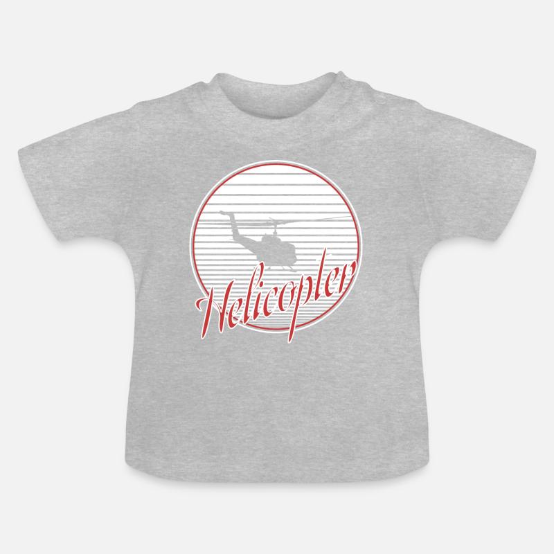 hélicoptère - T-shirt bio col rond Bébé - gris chiné