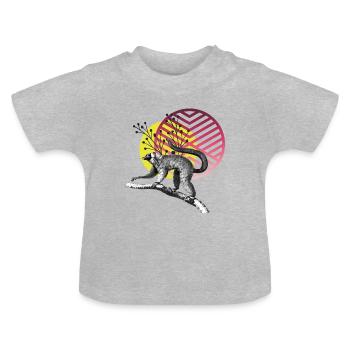 Lémurien au soleil levant - T-shirt bio col rond Bébé - gris chiné - Devant
