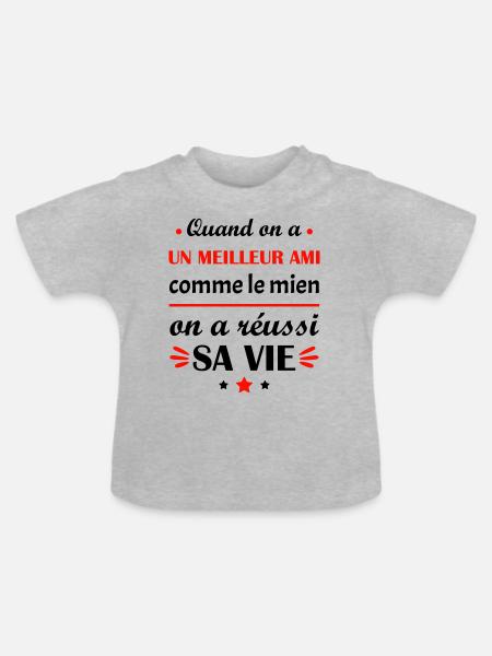 Quand on a un meilleur ami, amitié, best friends - T-shirt bio col rond Bébé - gris chiné