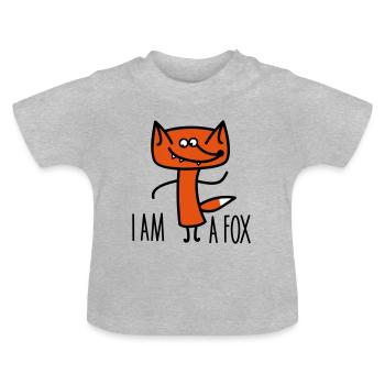 Je suis un renard - T-shirt bio col rond Bébé - gris chiné - Devant