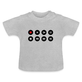 Music Video Player Buttons Play Icons Icons - Baby Organic T-Shirt with Round Neck - heather grey - Front