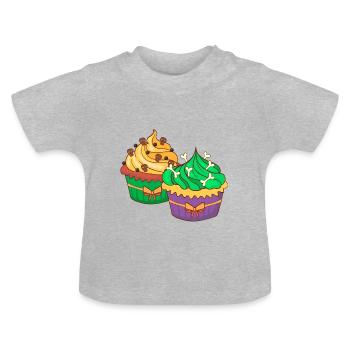 Gâteau au muffin Halloween - T-shirt bio col rond Bébé - gris chiné - Devant