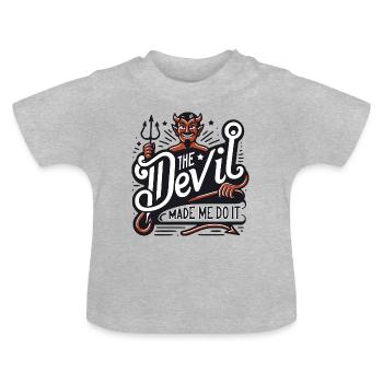 The Devil Made Me Do It - 50's Tattoo Psychobilly - Baby Organic T-Shirt with Round Neck - heather grey - Front