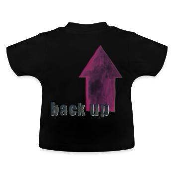 das Backup - das arty nerd -Shirt schwarz-magenta - Baby Bio-T-Shirt mit Rundhals - Schwarz - Hinten