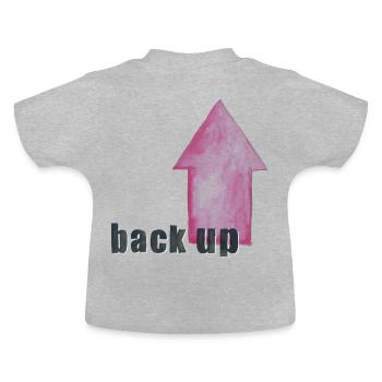 das Backup - das arty nerd -Shirt schwarz-magenta - Baby Bio-T-Shirt mit Rundhals - Grau meliert - Hinten