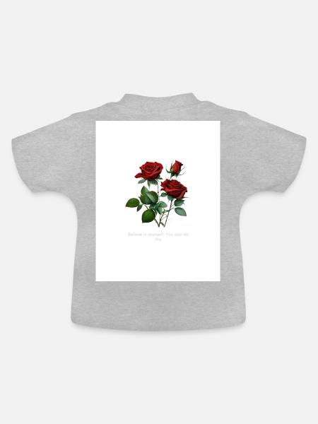 Rosenmotiv Erweckt das Leben... - Baby Bio-T-Shirt mit Rundhals - Grau meliert