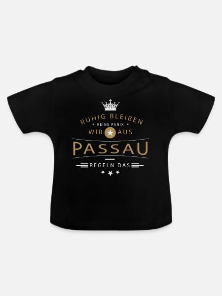 Passau Stadt - Baby Bio-T-Shirt mit Rundhals - Schwarz