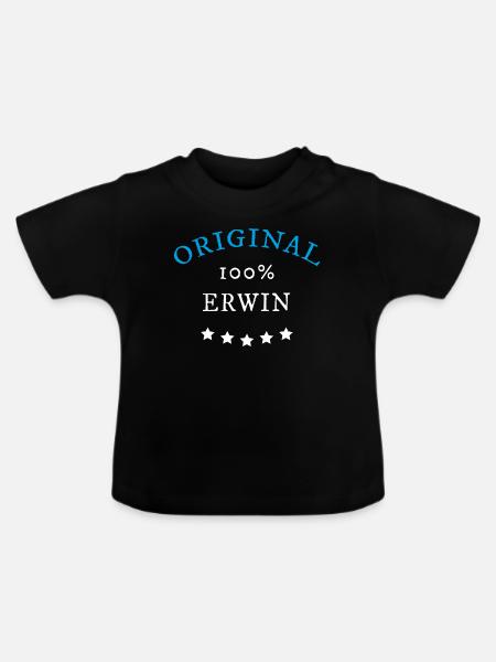 Original 100% Erwin, Geschenk, - Baby Bio-T-Shirt mit Rundhals - Schwarz