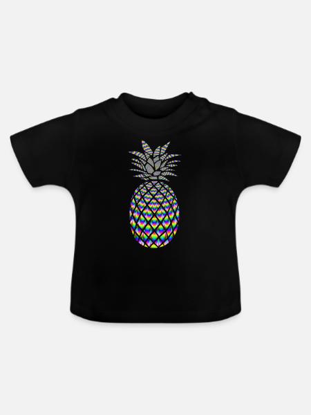 PSYCHEDELISCHE ANANAS - Baby Bio-T-Shirt mit Rundhals - Schwarz