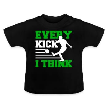 Every Kick I think - Footgolf Soccergolf Fußball - Baby Bio-T-Shirt mit Rundhals - Schwarz - Vorne