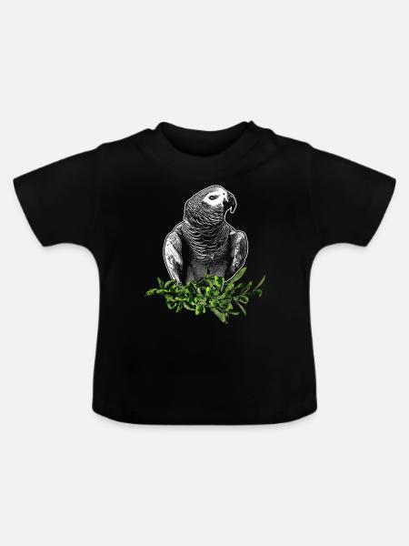 Graupapagei - Baby Bio-T-Shirt mit Rundhals - Schwarz
