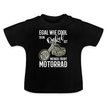 Motorrad Chopper cool Onkel Geschenkidee NEU - Baby Bio-T-Shirt mit Rundhals - Schwarz - Vorne