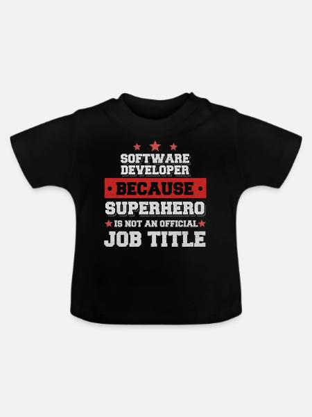 Software Developer Superhero Shirt - Baby Bio-T-Shirt mit Rundhals - Schwarz