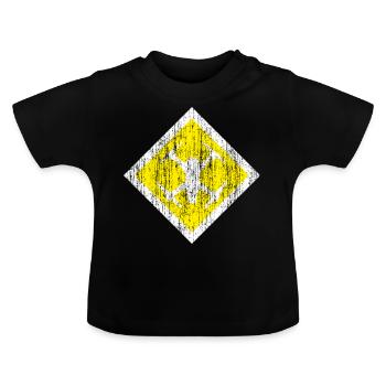 signe frais de drones sous forme Karo sur un fond jaune - T-shirt bio col rond Bébé - noir - Devant