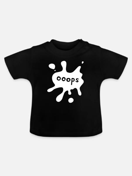 Fleck ooops white - Baby Bio-T-Shirt mit Rundhals - Schwarz