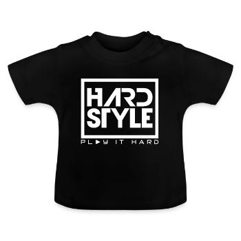 Hardstyle Play it hard birthday gift idea - Baby Organic T-Shirt with Round Neck - black - Front