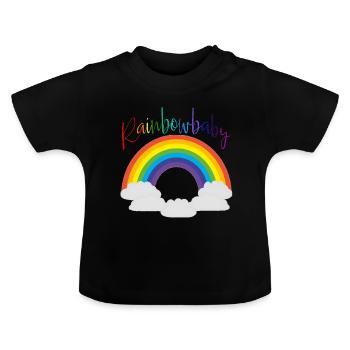 Baby Bodysuit - Rainbowbaby - Baby Organic T-Shirt with Round Neck - black - Front