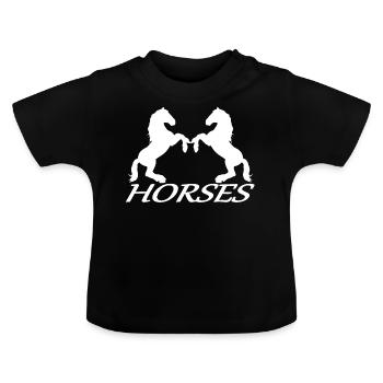 rising horses horse riding equitation - Baby Organic T-Shirt with Round Neck - black - Front
