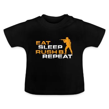 Eating sleeping rush b repeating gifts funny - Baby Organic T-Shirt with Round Neck - black - Front