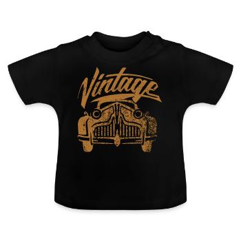 Idée de cadeau de moteur de voiture - T-shirt bio col rond Bébé - noir - Devant