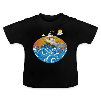 plage - T-shirt bio col rond Bébé - noir - Devant