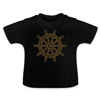 Volant en bois - T-shirt bio col rond Bébé - noir - Devant