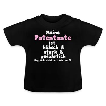 Meine Patentante Patin Taufpatin Patenkind - Baby Bio-T-Shirt mit Rundhals - Schwarz - Vorne