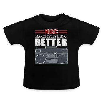 Boombox Hip Hop - Baby Bio-T-Shirt mit Rundhals - Schwarz - Vorne