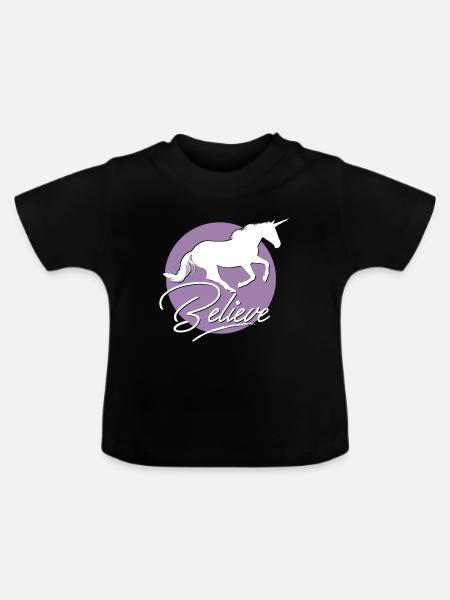 Einhorn - Baby Bio-T-Shirt mit Rundhals - Schwarz
