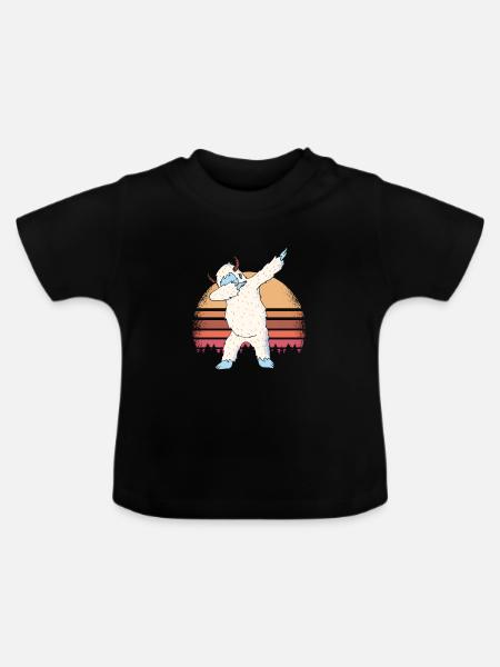Yeti dabbing - Baby Bio-T-Shirt mit Rundhals - Schwarz