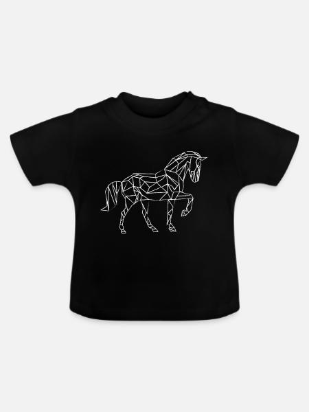 paard - Baby biologisch T-shirt met ronde hals - zwart