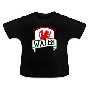 Wales - Baby Organic T-Shirt with Round Neck - black - Front