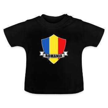 Rhumae Romain drapeau - T-shirt bio col rond Bébé - noir - Devant