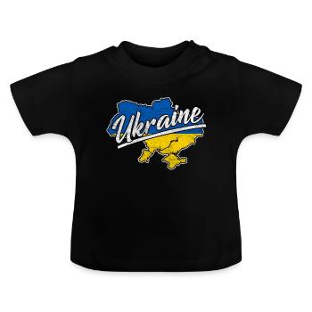 Ukraine Flagge Kiew Nationalitaet Herkunft Nation - Baby Bio-T-Shirt mit Rundhals - Schwarz - Vorne