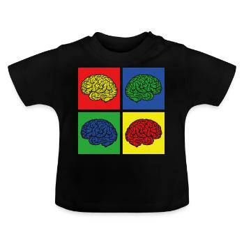 Cerveau - T-shirt bio col rond Bébé - noir - Devant