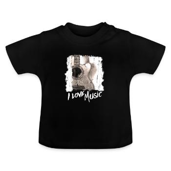 Musik Musiker Kopfhörer Geschenkidee - Baby Bio-T-Shirt mit Rundhals - Schwarz - Vorne