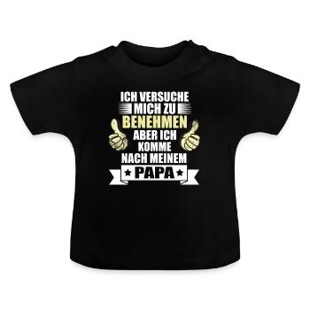 Papa Vater Sohn Tochter Kinder Eltern Geschenk - Baby Bio-T-Shirt mit Rundhals - Schwarz - Vorne