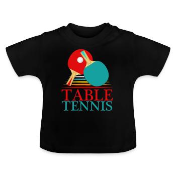 Tischtennis Tischtennisschläger Ping-Pong Pingpong - Baby Bio-T-Shirt mit Rundhals - Schwarz - Vorne