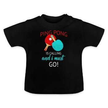 Ping-pong - Baby Organic T-Shirt with Round Neck - black - Front