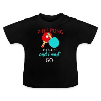Tischtennis Ping-Pong Pingpong Tischtennisball - Baby Bio-T-Shirt mit Rundhals - Schwarz - Vorne