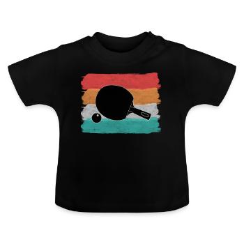 Tischtennisschlaeger Tischtennisball Ping-Pong - Baby Bio-T-Shirt mit Rundhals - Schwarz - Vorne