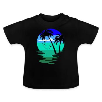 Beach Beach Swimming Holiday Island Palms Hawaii - Baby Organic T-Shirt with Round Neck - black - Front